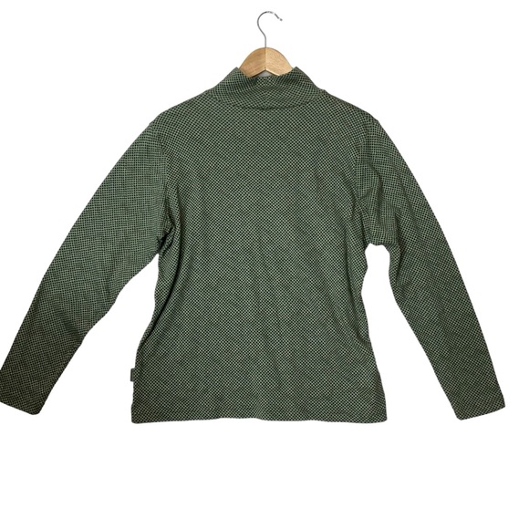 WOOLRICH sz Medium Mock Neck Long Sleeve Top Cotton Green Multi - Picture 3 of 6